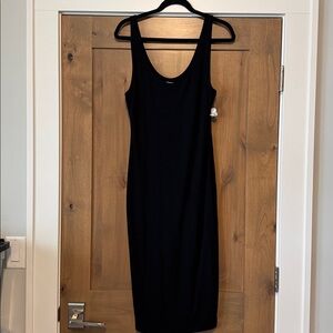 NWOT BAR III Black Sleeveless Scoop Neck Midi Jersey Dress Womens M Minimalist